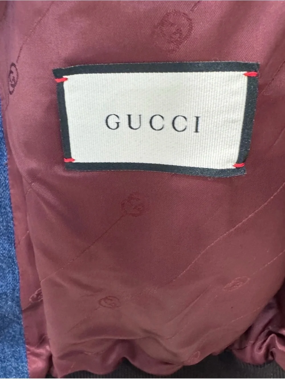 GUCCI Mens Varsity Jacket Blue Denim 2023 Removable Arms Gold Zipper sz 50 XL